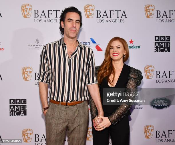 Sacha Baron Cohen and Isla Fisher attend The BAFTA Los Angeles Tea Party at Four Seasons Hotel Los Angeles at Beverly Hills on January 04, 2020 in...