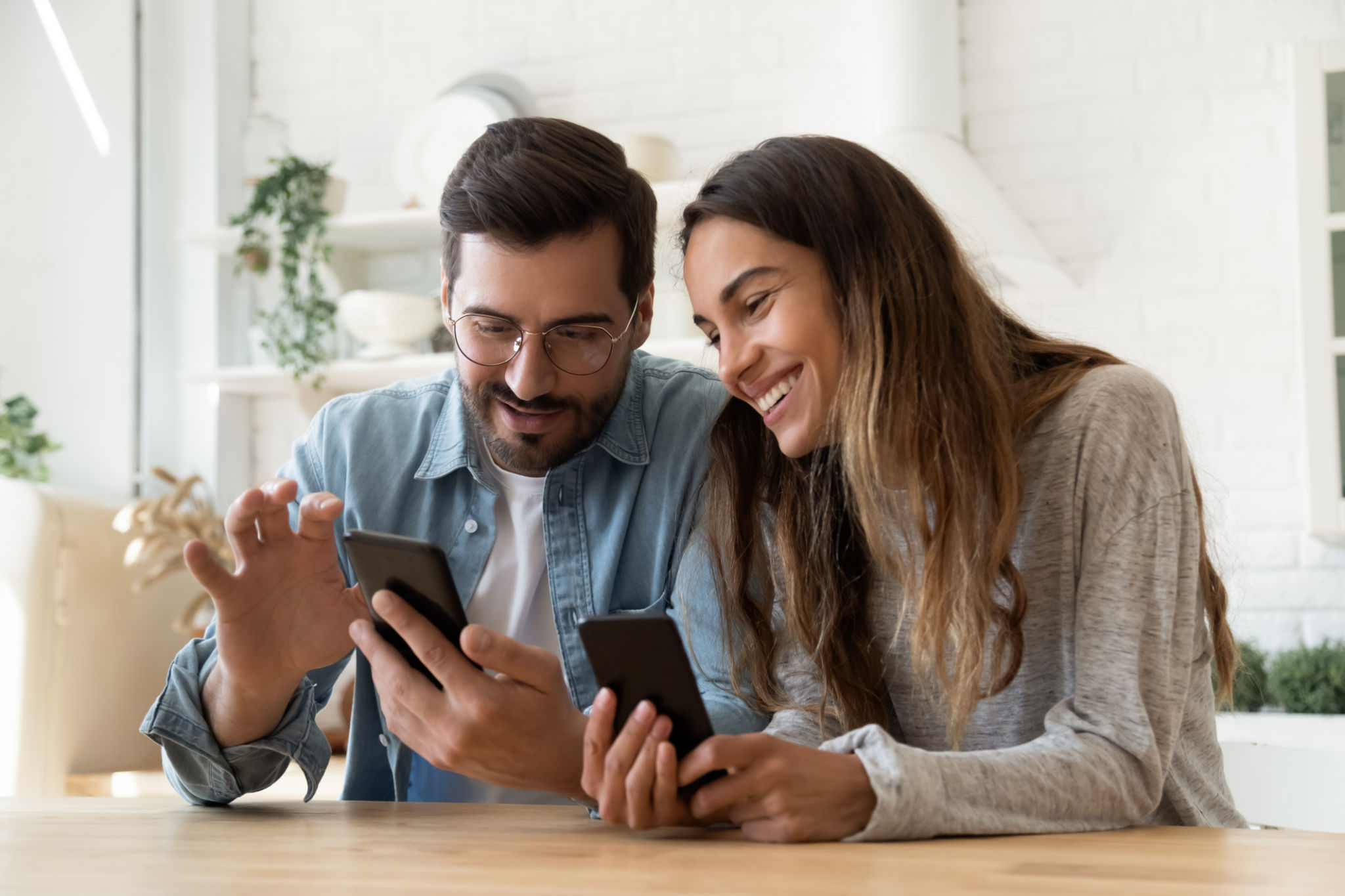 family using app