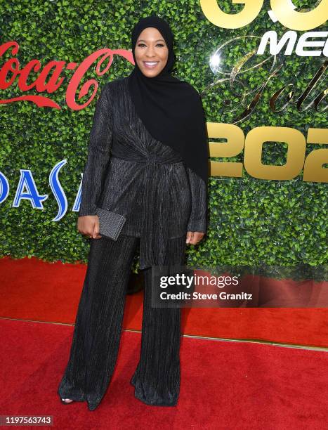 Ibtihaj Muhammad arrives at the 7th Annual Gold Meets Golden at Virginia Robinson Gardens and Estate on January 04, 2020 in Los Angeles, California.