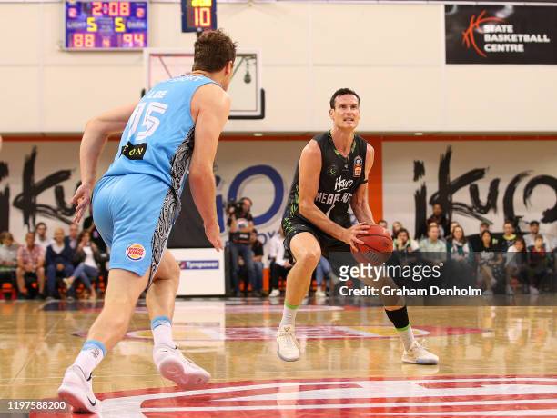 Ben Madgen of the Phoenix in action during the round 14 NBL match between the South East Melbourne Phoenix and the New Zealand Breakers at the State...