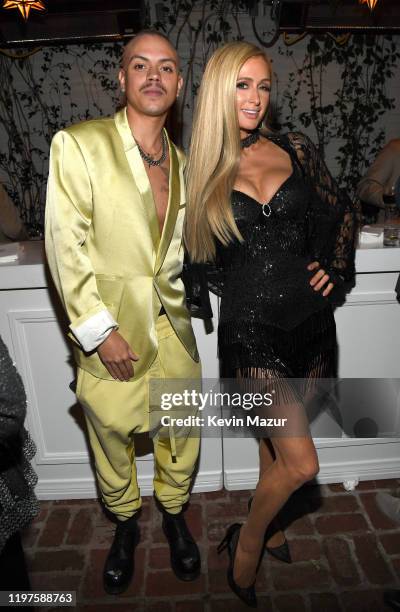 Evan Ross and Paris Hilton attend Vanity Fair, Amazon Studios and Audi Celebrate The 2020 Awards Season at San Vicente Bungalows on January 04, 2020...