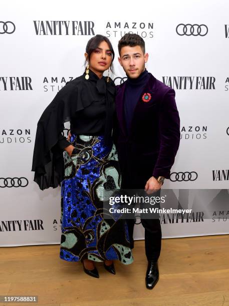 Priyanka Chopra and Nick Jonas attend Vanity Fair, Amazon Studios and Audi Celebrate The 2020 Awards Season at San Vicente Bungalows on January 04,...