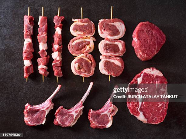 raw meat variations - lamb chop stock pictures, royalty-free photos & images