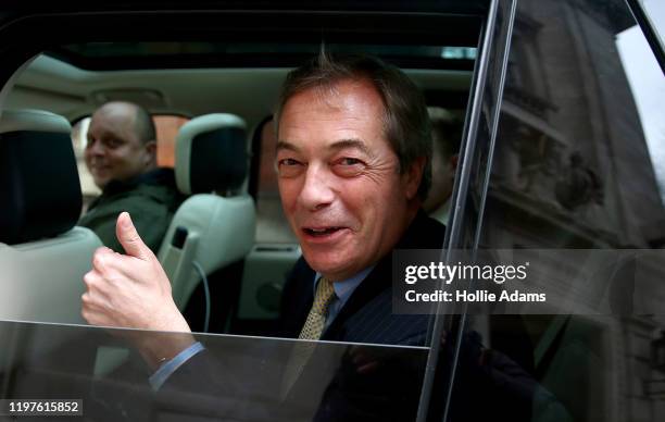 Brexit Party Leader Nigel Farage outside Millbank studios on January 30, 2020 in London, United Kingdom. At 11.00pm on Friday 31st January the UK and...