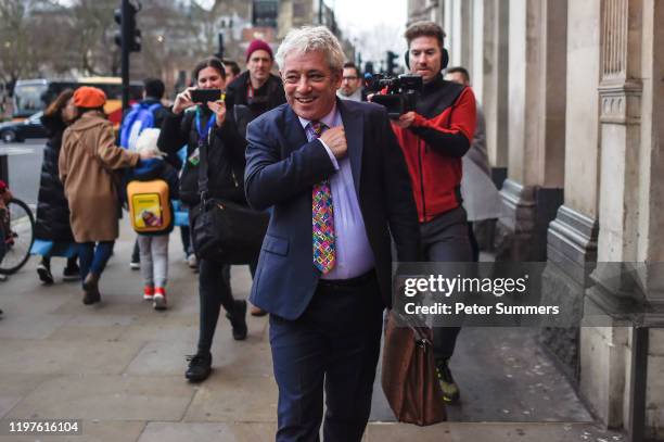 Former Speaker of the House of Commons, John Bercow is seen outside the Houses of Parliament on January 1, 2020 in London, England. The UK is due to...