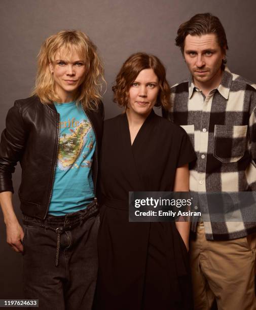 Ane Dahl Torp, Amanda Kernell, and Sverrir Gudnason from Charter pose for a portrait at the Pizza Hut Lounge on January 25, 2020 in Park City, Utah.