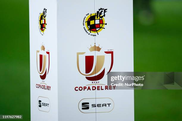 Federacion Espanola de Futbol and Copa del Rey logo during the Spanish Copa del Rey match between FC Barcelona and Leganes at Camp Nou on January 30,...