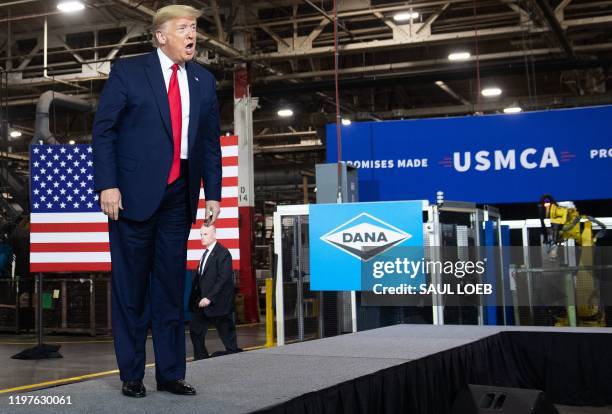President Donald Trump arrives to speak about the United States - Mexico - Canada agreement, known as USMCA, during a visit to Dana Incorporated, an...