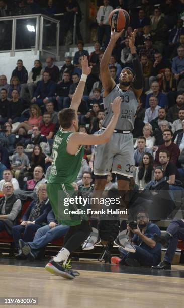 Adreian Payne, #33 of LDLC Asvel Villeurbanne in action during the 2019/2020 Turkish Airlines EuroLeague Regular Season Round 22 match between LDLC...