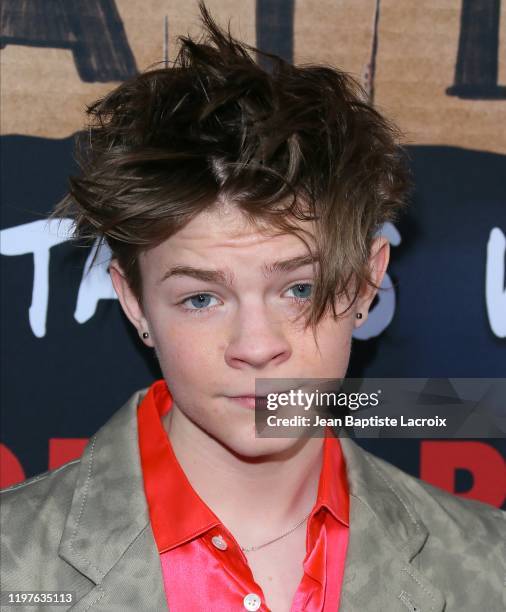 Oakes Fegley attends the premiere of Disney +'s "Timmy Failure: Mistakes Were Made" at El Capitan Theatre on January 30, 2020 in Los Angeles,...