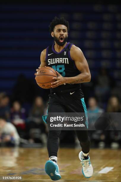 Joel Berry II of the Greensboro Swarm drives to the basket against the Erie Bayhawks in Greensboro, North Carolina. NOTE TO USER: User expressly...