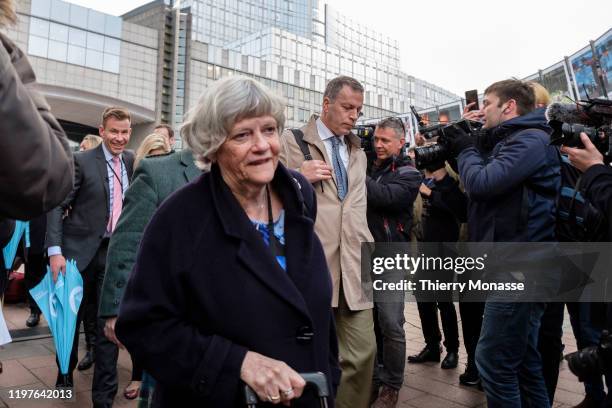 British Members of the European Parliament leave the European Parliament on January 31, 2020 in Brussels, Belgium. The United Kingdom is due to leave...