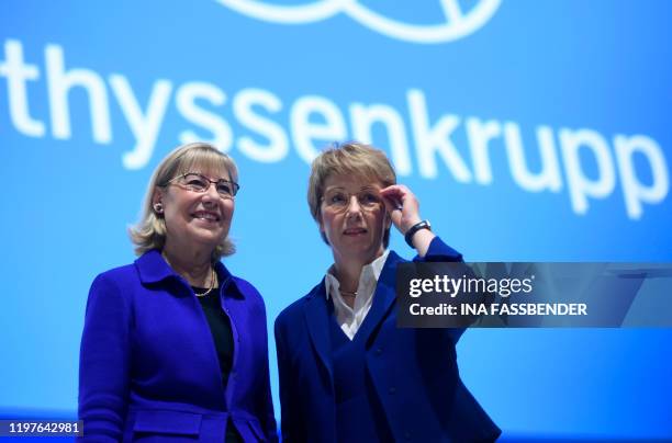 The CEO of German industrial conglomerate Thyssenkrupp Martina Merz and the chairwoman of the board of Trustees of the Alfried Krupp von Bohlen und...