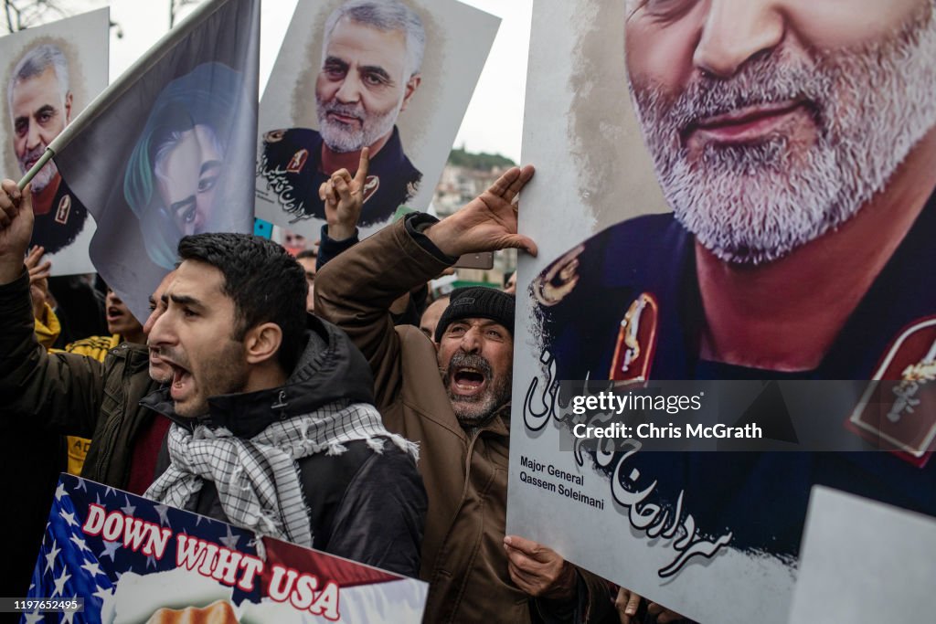 Protests At U.S. Consulate In Istanbul Following Killing Of Iranian General