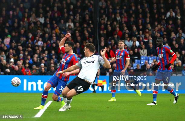 Chris Martin of Derby County scores his teams first goal during the FA Cup Third Round match between Crystal Palace and Derby County at Selhurst Park...