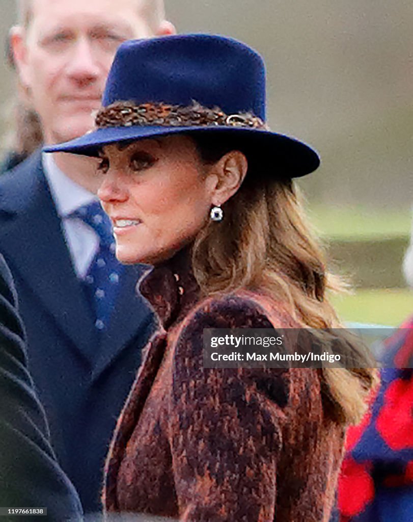 Members of the Royal Family Attend Sunday Church Service At Sandringham