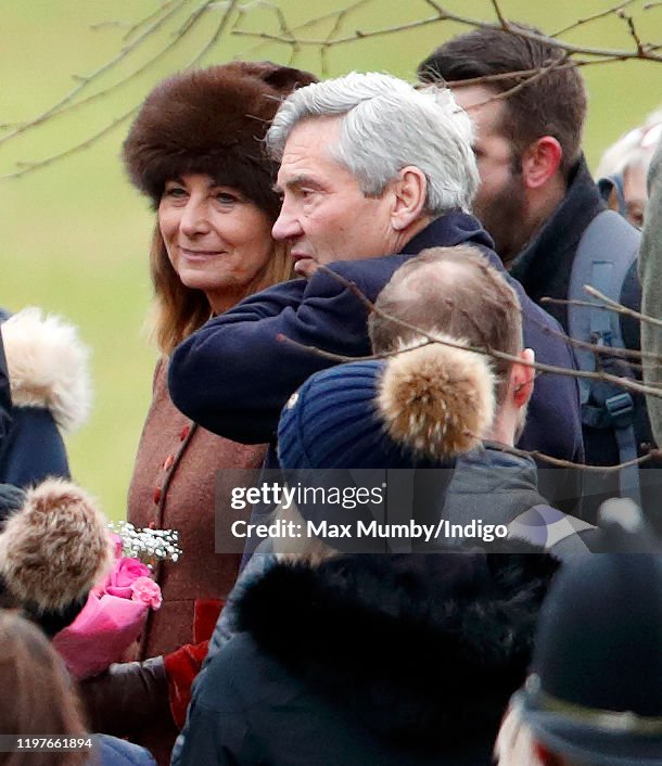 Members of the Royal Family Attend Sunday Church Service At Sandringham