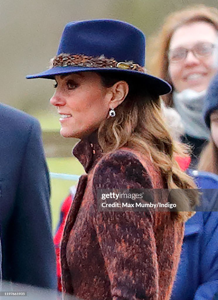 Members of the Royal Family Attend Sunday Church Service At Sandringham