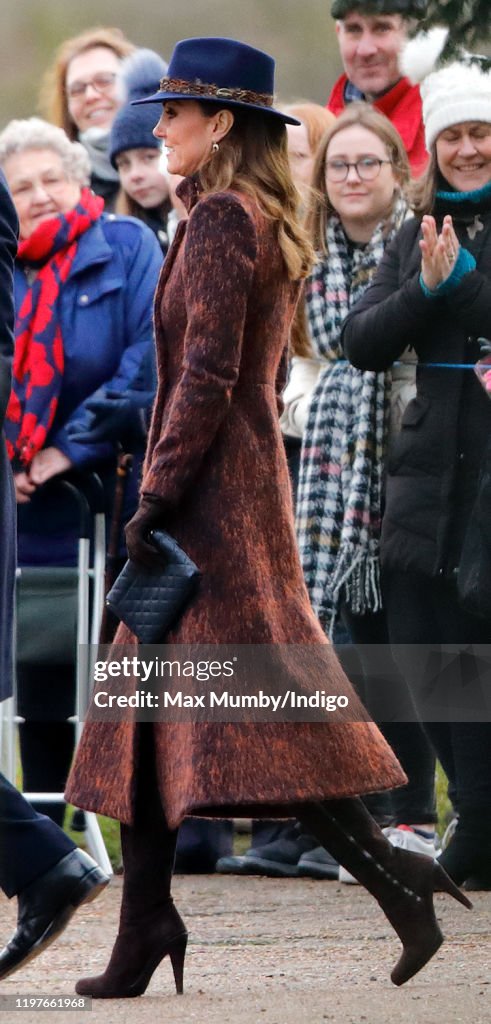 Members of the Royal Family Attend Sunday Church Service At Sandringham