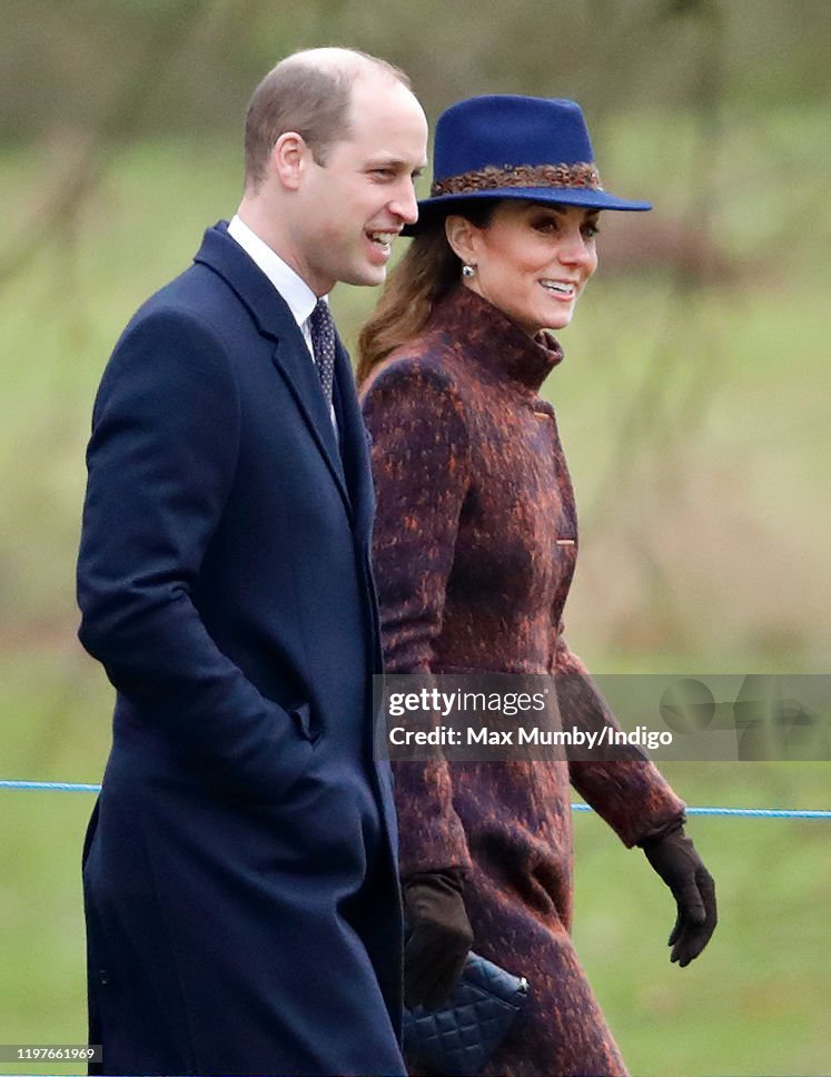 Members of the Royal Family Attend Sunday Church Service At Sandringham