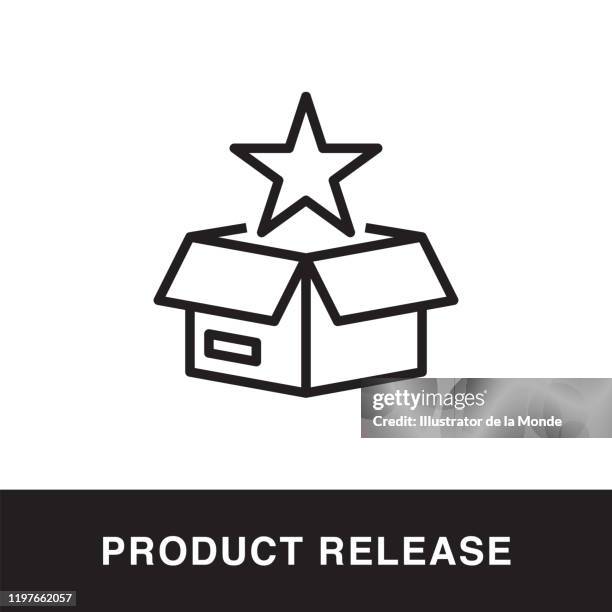 product release outline icon design - equity release stock illustrations