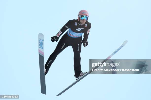 Dawid Kubacki of Poland competes during a training session for the 68th FIS Nordic World Cup Four Hills Tournament at Paul-Ausserleitner-Schanze on...