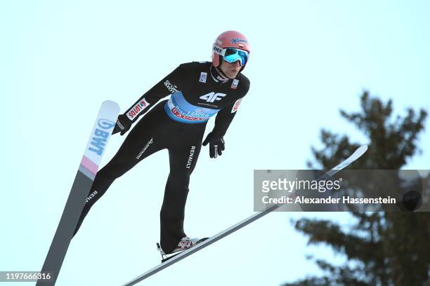 Dawid Kubacki of Poland competes during a training session for the 68th FIS Nordic World Cup Four Hills Tournament at Paul-Ausserleitner-Schanze on...