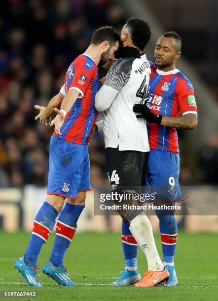 Luka Milivojevic of Crystal Palace clashes with Tom Huddlestone of Derby County during the FA Cup Third Round match between Crystal Palace and Derby...