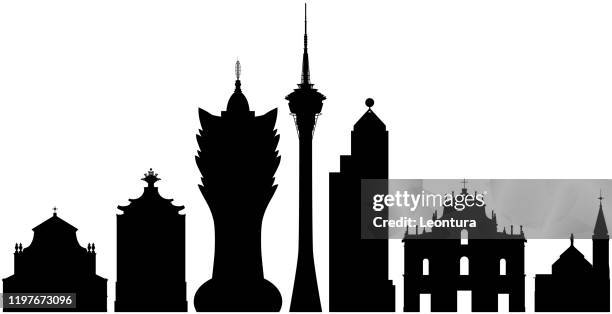 macao buildings - macao stock illustrations