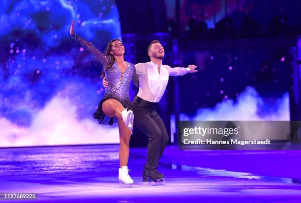 Sarah Lombardi and Joti Polizoakis attend the "Holiday On Ice" premiere at Olympiahalle on January 05, 2020 in Munich, Germany.