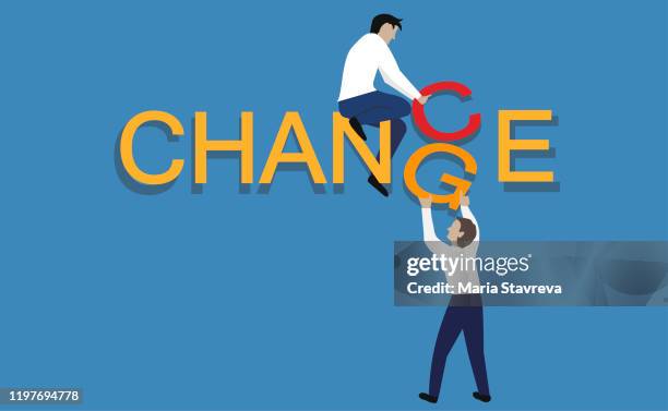 turning the word "change" to "chance".personal development and career growth. - change chance stock illustrations