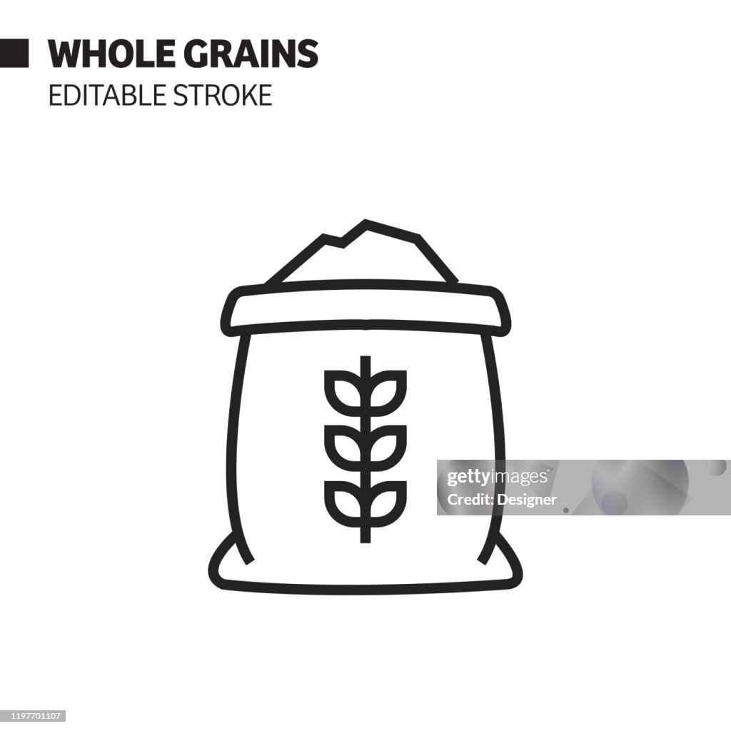 Ganze Körner Linie Symbol, Umriss Vektor Symbol Illustration. Pixel Perfekt, editierbarer Strich.