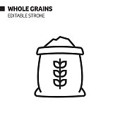 Whole Grains Line Icon, Outline Vector Symbol Illustration. Pixel Perfect, Editable Stroke.