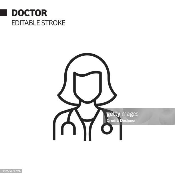 doctor avatar line icon, outline vector symbol illustration. pixel perfect, editable stroke. - avatar stock illustrations
