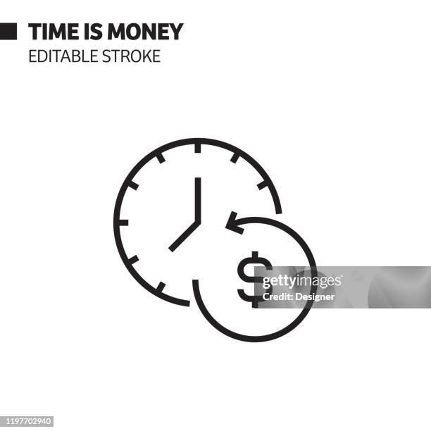 time is money line icon, outline vector symbol illustration. pixel perfect, editable stroke. - time stock illustrations