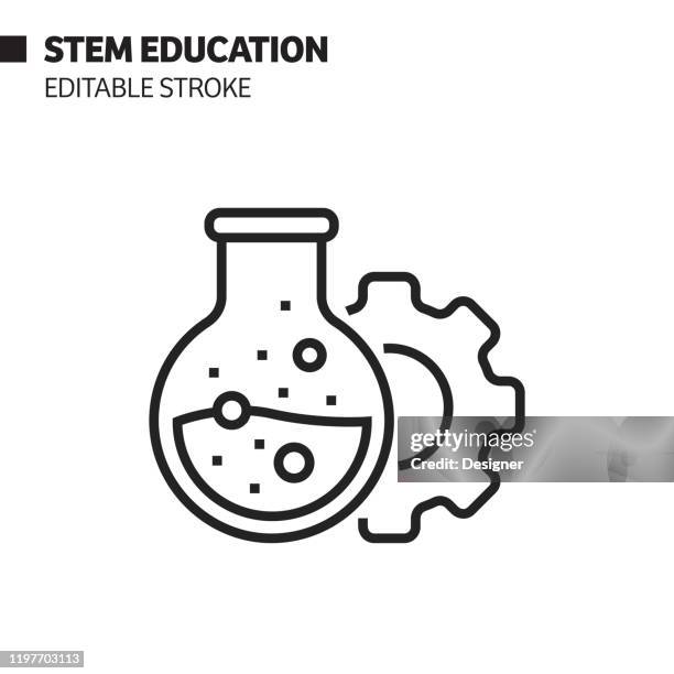 illustrazioni stock, clip art, cartoni animati e icone di tendenza di icona linea istruzione stem, illustrazione del simbolo vettoriale del contorno. pixel perfetto, tratto modificabile. - stem tema