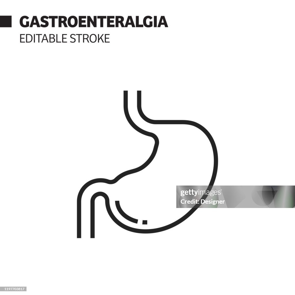 Gastroenterology Line Icon, Outline Vector Symbol Illustration. Pixel Perfect, Editable Stroke.