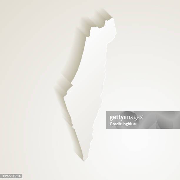 israel map with paper cut effect on blank background - tel aviv stock illustrations