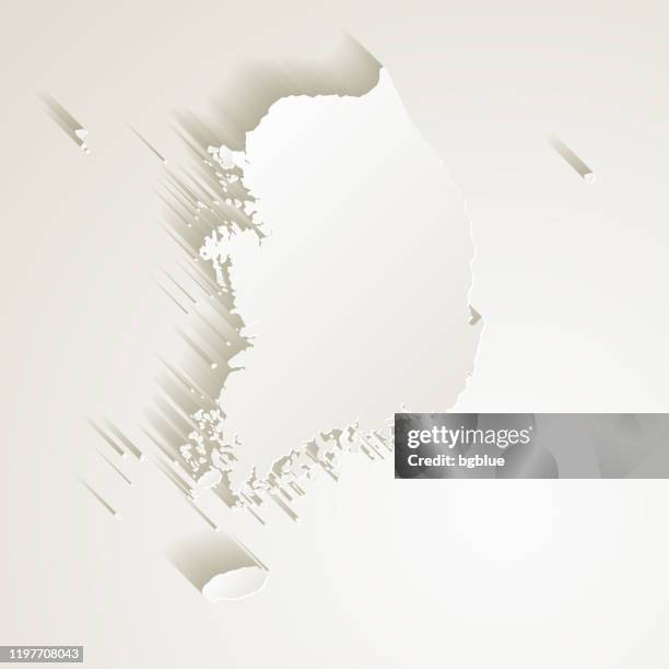 ilustraciones, imágenes clip art, dibujos animados e iconos de stock de mapa del sur de corea con efecto de corte de papel sobre fondo en blanco - península