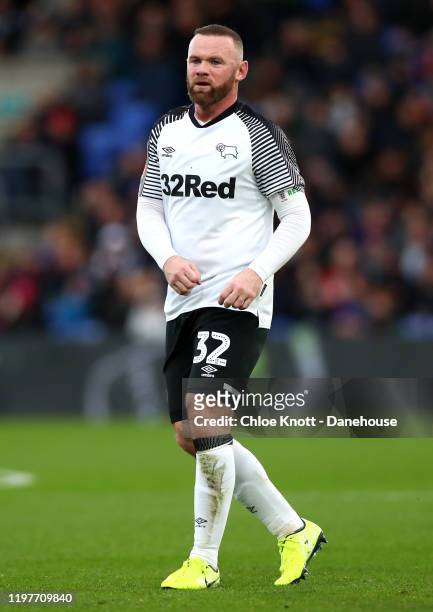 Wayne Rooney of Derby County during the FA Cup Third Round match between Crystal Palace and Derby County at Selhurst Park on January 05, 2020 in...