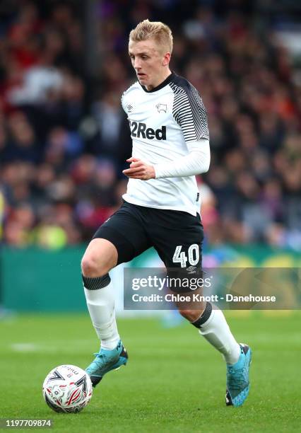 Louie Sibley of Derby County during the FA Cup Third Round match between Crystal Palace and Derby County at Selhurst Park on January 05, 2020 in...