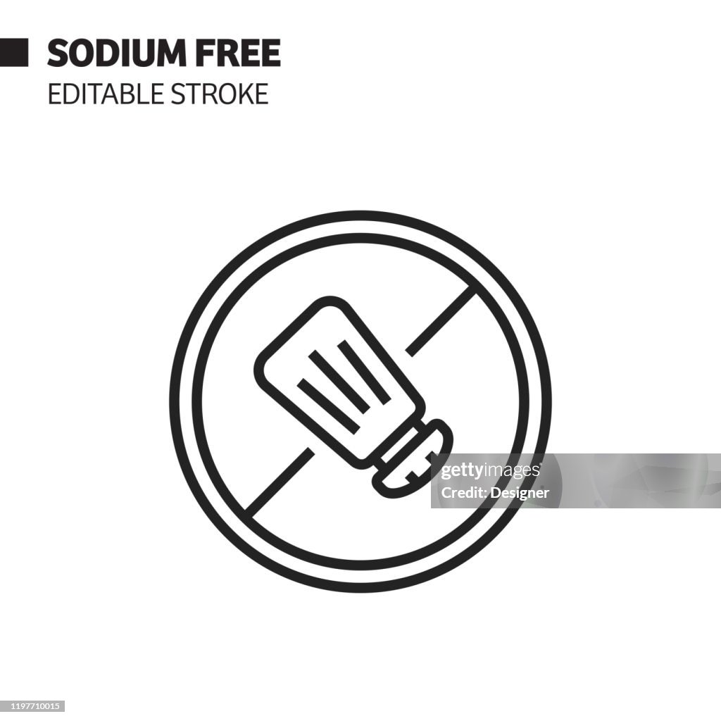 Sodium Free Line Icon, Outline Vector Symbol Illustration. Pixel Perfect, Editable Stroke.