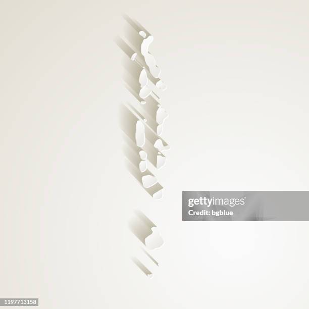 maldives map with paper cut effect on blank background - gold border stock illustrations