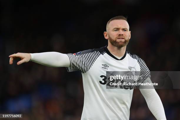 Wayne Rooney of Derby in action during the FA Cup Third Round match between Crystal Palace and Derby County at Selhurst Park on January 05, 2020 in...