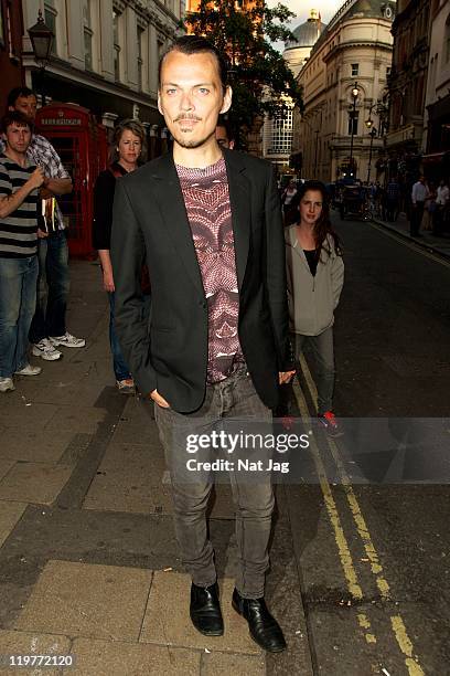 Fashion Designer Matthew Williamson sighted at The Girly Show Lounge at the Windmill Indernational on July 24, 2011 in London, England.