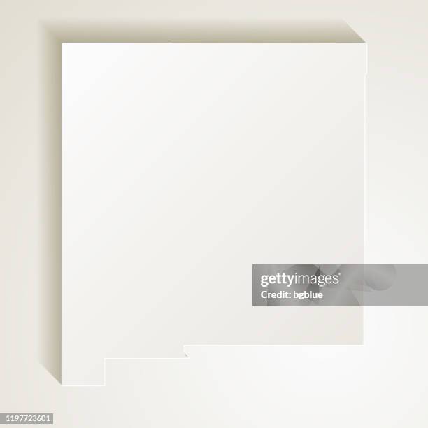 new mexico map with paper cut effect on blank background - us mexico border map stock illustrations