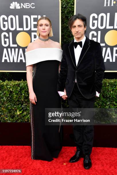 Greta Gerwig and Noah Baumbach attend the 77th Annual Golden Globe Awards at The Beverly Hilton Hotel on January 05, 2020 in Beverly Hills,...