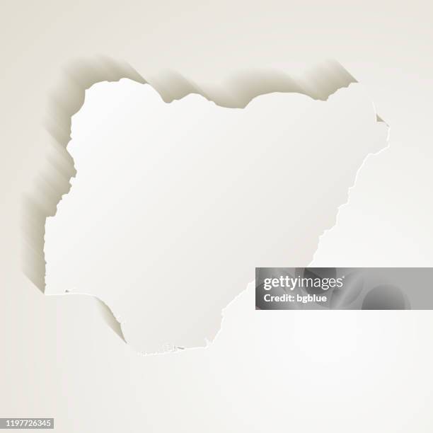 nigeria map with paper cut effect on blank background - lagos stock illustrations