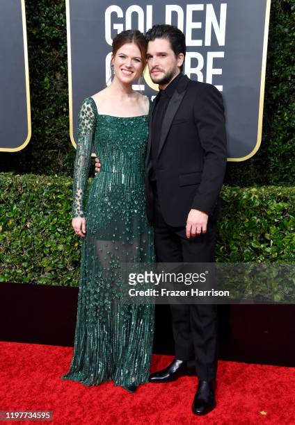 Rose Leslie and Kit Harington attend the 77th Annual Golden Globe Awards at The Beverly Hilton Hotel on January 05, 2020 in Beverly Hills, California.