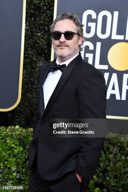 Joaquin Phoenix attends the 77th Annual Golden Globe Awards at The Beverly Hilton Hotel on January 05, 2020 in Beverly Hills, California.